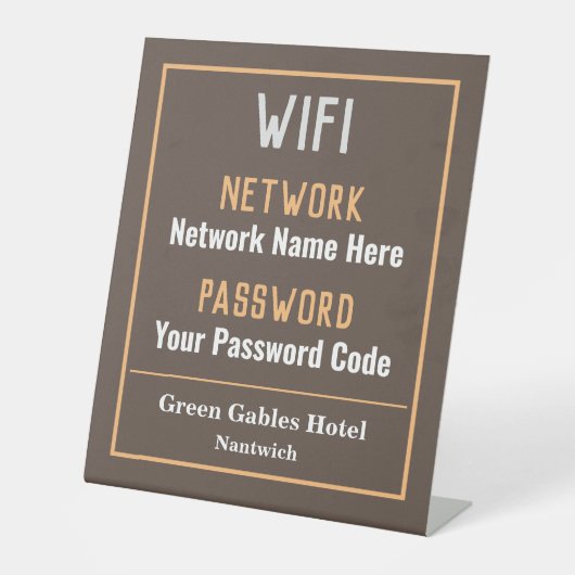 Handtekening WiFi-instructies Reclamebord Met Voetstuk (Voorkant)