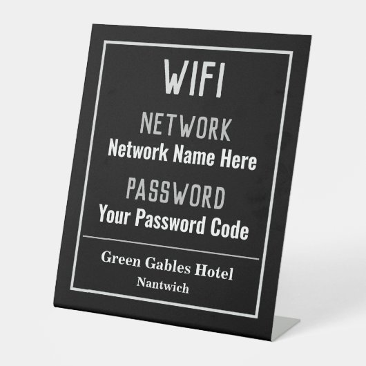 Handtekening WiFi-instructies Reclamebord Met Voetstuk (Voorkant)
