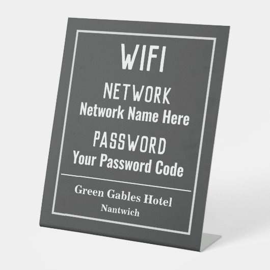 Handtekening WiFi-instructies Reclamebord Met Voetstuk (Voorkant)
