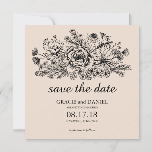 Handtekening Wilde bloem Velduitsteken Opslaan Dat Kaart (Voorkant)