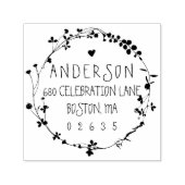 Handtekening Wilde bloem Wreatreturn Address Zelfinktende Stempel (Design)