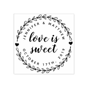 Handtekening Wreath & Elegant Script Weduwdatum Rubberstempel