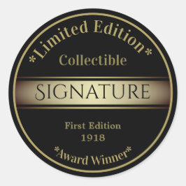 Handtekening Zwart en Goud Verzamelbaar Product Ronde Sticker