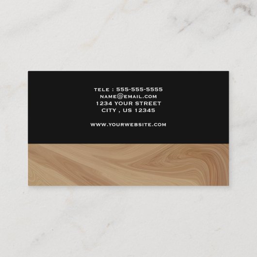 Handtekening Zwart en Hout Professionele Handyman Visitekaartje (Achterkant)