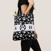 Handtekening zwart en wit poten tote bag (Dichtbij)