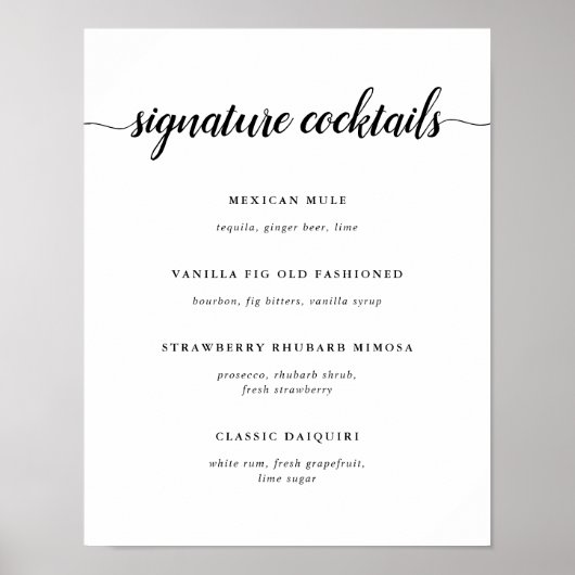 Handtekening zwart-wit-bruiloft poster (Voorkant)