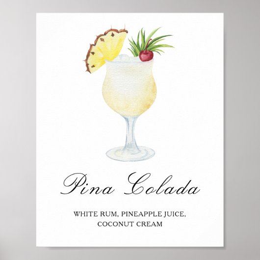 Handtekeningcocktail - Pina Colada Poster (Voorkant)