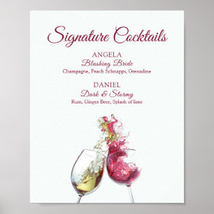 Handtekeningcocktails Rode en Witte Wijn Dansen Poster