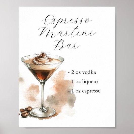 Handtekeningdranken borden | Espresso Martini Poster (Voorkant)