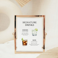 Handtekeningdranken Huwelijkscocktail Menu Poster
