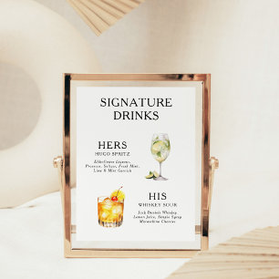 Handtekeningdranken Huwelijkscocktail Menu Poster