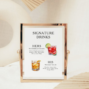 Handtekeningdranken Huwelijkscocktail Menuposter Poster