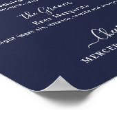 Handtekeningdranken Persoonlijke Navy Blauwe Bruil Poster (Hoek)
