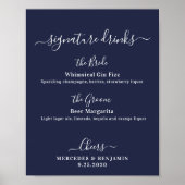 Handtekeningdranken Persoonlijke Navy Blauwe Bruil Poster (Voorkant)
