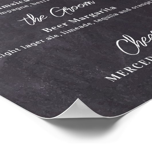 Handtekeningdranken Persoonlijke Rustieke Trouwbar Poster (Hoek)