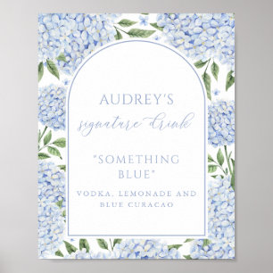 Handtekeningdrankje Blauwe Hortensia Arch Bar Bord Poster