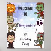 Handtekeningen Kinder Spooky Halloween Party Poster (Voorkant)