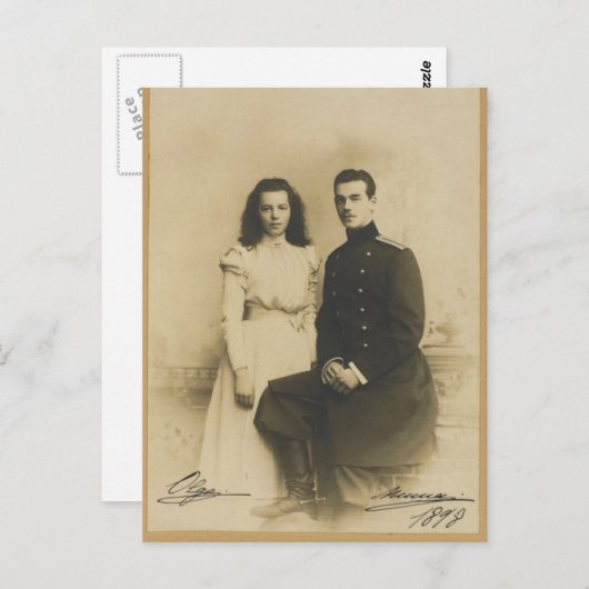 HANDTEKENINGEN Michael & Olga Romanov - Rusland Briefkaart (Voorkant / Achterkant)