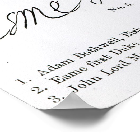 Handtekeningen van de 16e en 17e eeuw poster (Hoek)