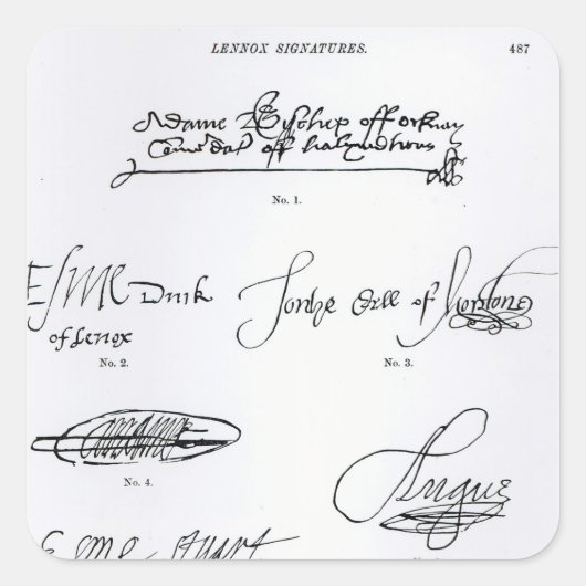 Handtekeningen van de 16e en 17e eeuw vierkante sticker (Voorkant)