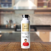 Handtekeningfoto bedrijfsnaam logo waterfles