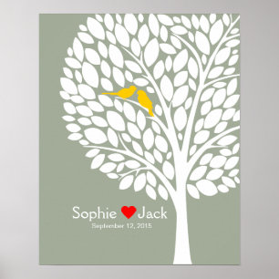 handtekeninggastenboek geel hout poster