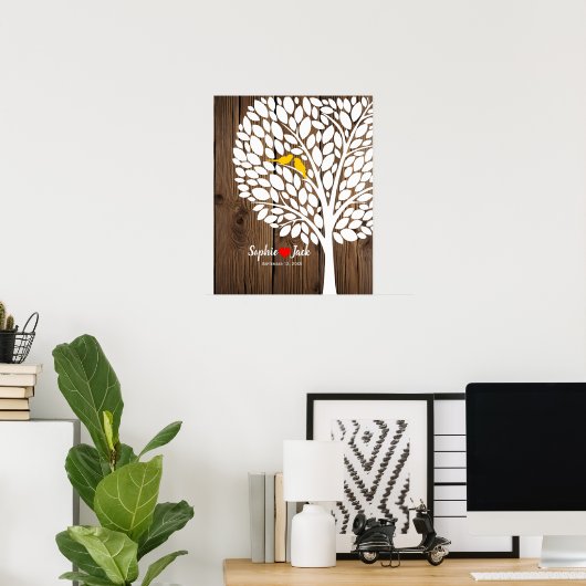 handtekeninggastenboek geel hout poster (Thuiskantoor)