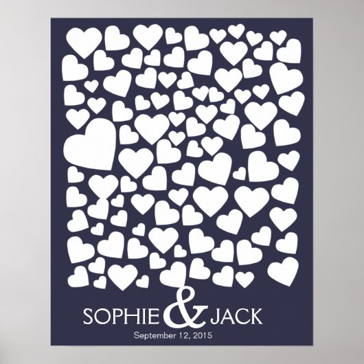 handtekeninggastenboek harten ondertekening hout poster (Voorkant)