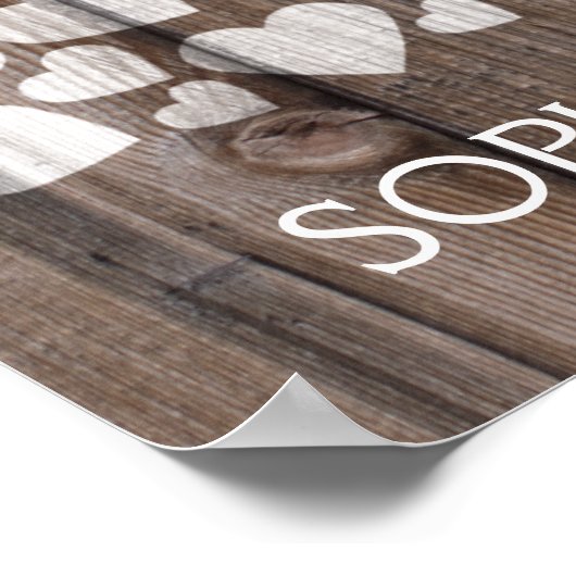 handtekeninggastenboek harten ondertekening hout poster (Hoek)