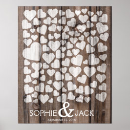 handtekeninggastenboek harten ondertekening hout poster