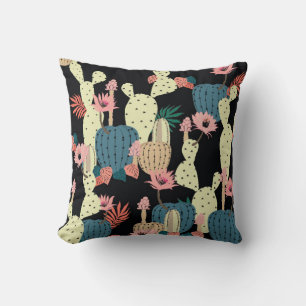 Handtekeningscactus Plant en bloemen naadloze poot Kussen