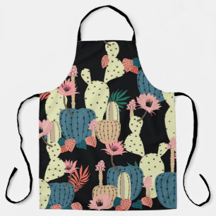 Handtekeningscactus Plant en bloemen naadloze poot Schort