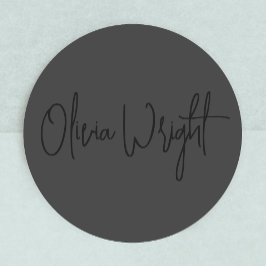 Handtekeningscript, Professioneel Zwart op Zwart Ronde Sticker