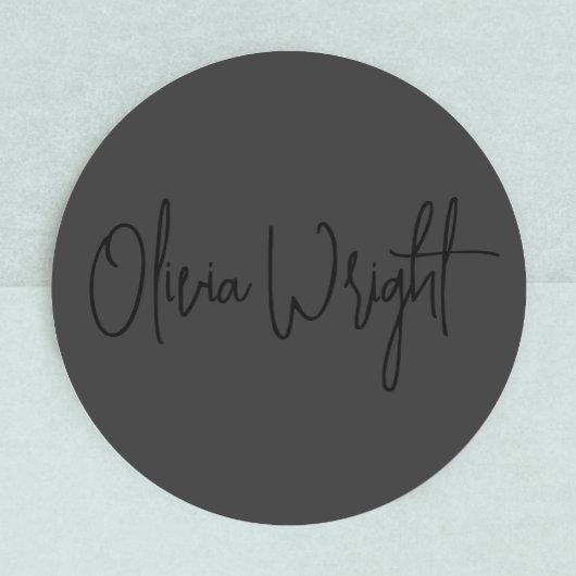 Handtekeningscript, Professioneel Zwart op Zwart Ronde Sticker