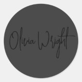 Handtekeningscript, Professioneel Zwart op Zwart Ronde Sticker (Voorkant)