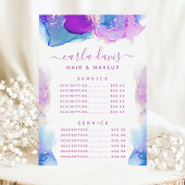 Handtekeningsscript Paarse Blue Ink Service Price Menu
