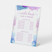 Handtekeningsscript Paarse Blue Ink Service Price Reclamebord Met Voetstuk (Voorkant)