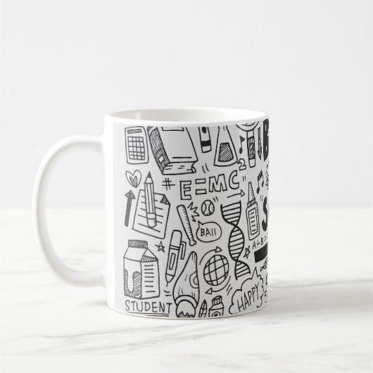 handtekenleer - schoolelement koffiemok (Links)