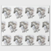 Handtekenpaard met plant cadeaupapier (Vlak)