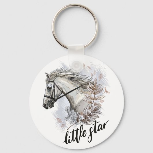 Handtekenpaard met planten canvas tas sleutelhanger (Voorkant)