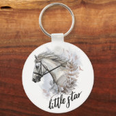 Handtekenpaard met planten canvas tas sleutelhanger (Voorkant)
