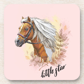 Handtekenpaard met planten gooien kussens bier onderzetter