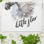 Handtekenpaard met planten schort theedoek (Gevouwen)