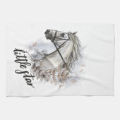 Handtekenpaard met planten schort theedoek (Horizontaal)