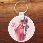 Handtekenroze Canvas tas Unicorn Sleutelhanger (Voorkant)
