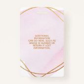 Handtekenscript Blush Pink Waterverf Gold Cirkel Badge (Achterkant)