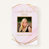 Handtekenscript Blush Pink Waterverf Gold Cirkel Badge (Voorkant)