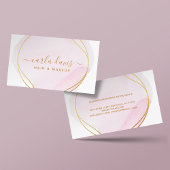 Handtekenscript Blush Pink Waterverf Gold Cirkel Visitekaartje