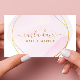 Handtekenscript Blush Pink Waterverf Gold Cirkel Visitekaartje