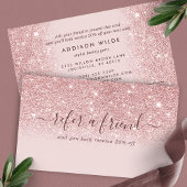 Handtekenscript Blush roze glitter Modern Girly Aanbevelingskaartje